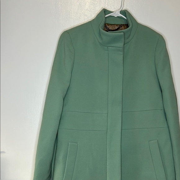 J. Crew Green Pea Coat with High Collar - Picture 6 of 6